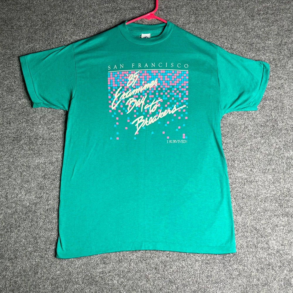 Vintage 1985 Bay to Breakers San Francisco T Shirt XL Green Winterland 80s USA